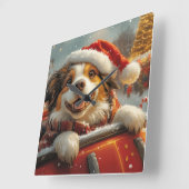 アナトリアンシェパード犬ローラーコースタークリスマス スクエア壁時計 (傾斜)
