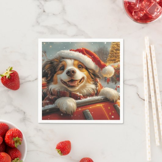 アナトリアンシェパード犬ローラーコースタークリスマス スタンダードカクテルナプキン (インサイチュ)