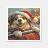 アナトリアンシェパード犬ローラーコースタークリスマス スタンダードカクテルナプキン (正面)