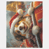 アナトリアンシェパード犬ローラーコースタークリスマス フリースブランケット (正面)
