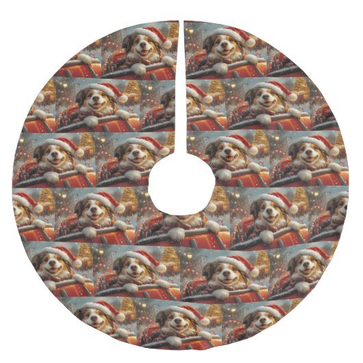 アナトリアンシェパード犬ローラーコースタークリスマス ブラッシュドポリエステルツリースカート (正面)