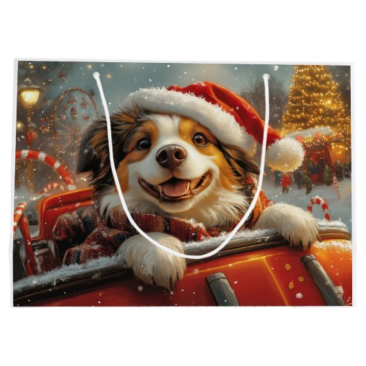 アナトリアンシェパード犬ローラーコースタークリスマス ラージペーパーバッグ (裏面)