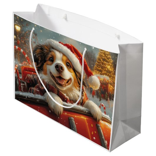 アナトリアンシェパード犬ローラーコースタークリスマス ラージペーパーバッグ (裏面アングル)