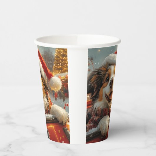 アナトリアンシェパード犬ローラーコースタークリスマス 紙コップ (左)