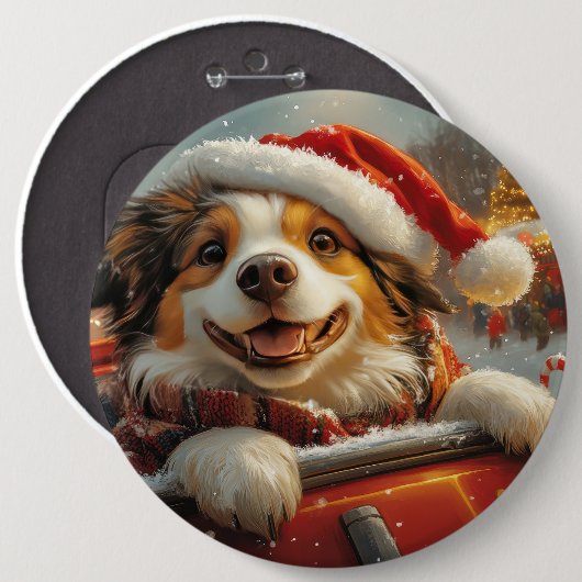 アナトリアンシェパード犬ローラーコースタークリスマス 缶バッジ (正面&裏面)