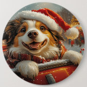 アナトリアンシェパード犬ローラーコースタークリスマス 缶バッジ (正面)