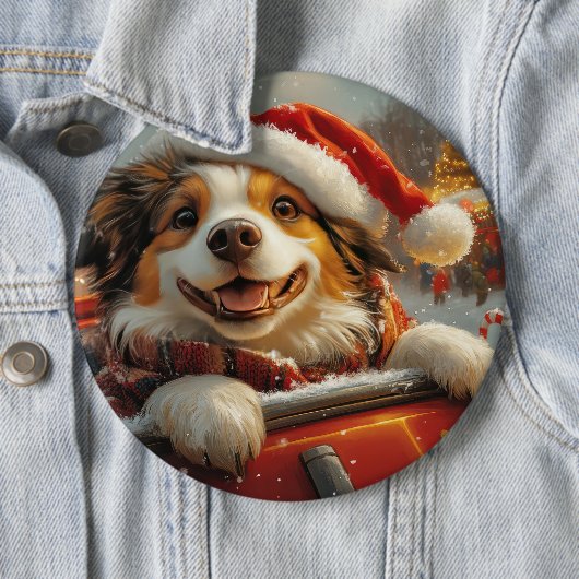 アナトリアンシェパード犬ローラーコースタークリスマス 缶バッジ (インサイチュ)