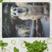 アナトリアンシェパード雪そりのクリスマスデコール キッチンタオル (折り畳み)