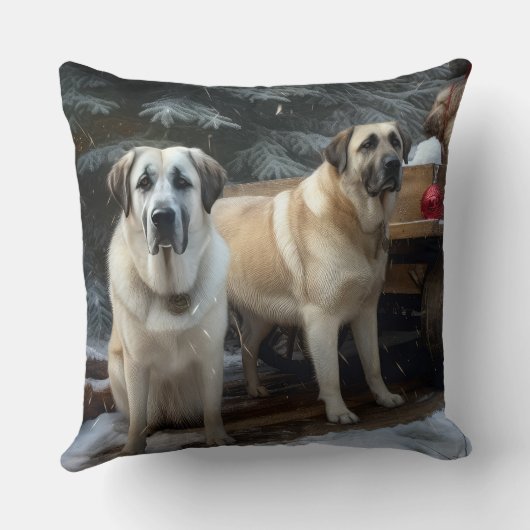 アナトリアンシェパード雪そりのクリスマスデコール クッション (裏面)