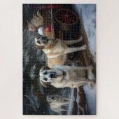 アナトリアンシェパード雪そりのクリスマスデコール ジグソーパズル (縦)