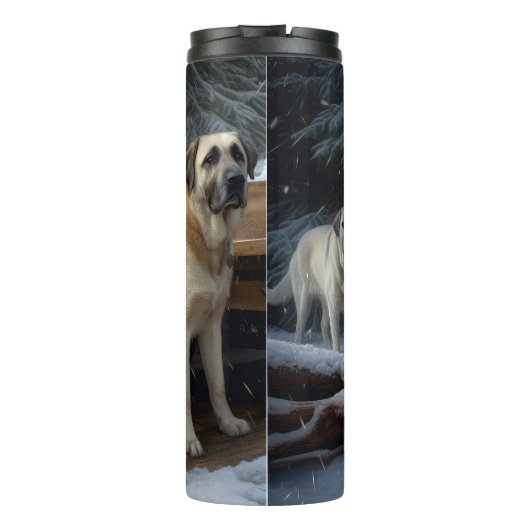 アナトリアンシェパード雪そりのクリスマスデコール タンブラー (裏面)