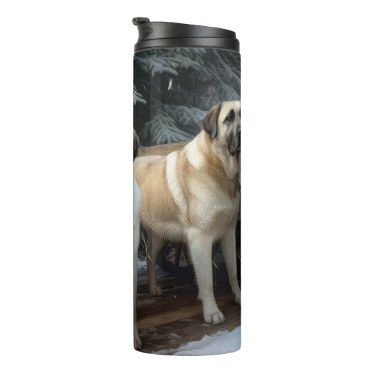 アナトリアンシェパード雪そりのクリスマスデコール タンブラー (回転右)