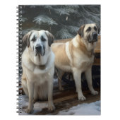 アナトリアンシェパード雪そりのクリスマスデコール ノートブック (正面)