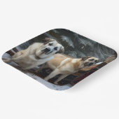 アナトリアンシェパード雪そりのクリスマスデコール ペーパープレート (傾斜あり)