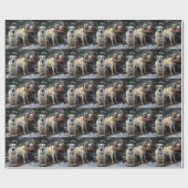 アナトリアンシェパード雪そりのクリスマスデコール ラッピングペーパー (フラット)