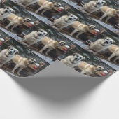 アナトリアンシェパード雪そりのクリスマスデコール ラッピングペーパー (角)