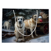 アナトリアンシェパード雪そりのクリスマスデコール ラージペーパーバッグ (裏面)