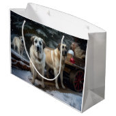 アナトリアンシェパード雪そりのクリスマスデコール ラージペーパーバッグ (裏面アングル)