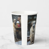 アナトリアンシェパード雪そりのクリスマスデコール 紙コップ (左)