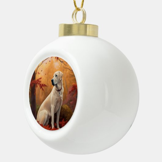 アナトリアンシェパードin紅葉秋 セラミックボールオーナメント (右)