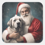 アナトリアン・シェパードとサンタクロースのクリスマス スクエアシール (正面)