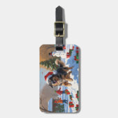 アナトリアン・シェパードのクリスマス・フェスティブ・スノー ラゲッジタグ (正面縦)