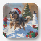 アナトリアン・シェパードのクリスマス　雪のお祭り ペーパープレート (正面)