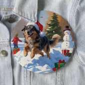 アナトリアン・シェパードのクリスマス　雪のお祭り 缶バッジ (インサイチュ)