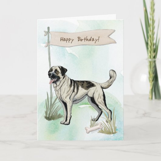 アナトリアン・シェパードの犬の誕生日サイン カード (正面)
