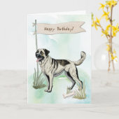 アナトリアン・シェパードの犬の誕生日サイン カード (黄色い花)