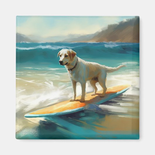 アナトリアン・シェパード ビーチ サーフィン 絵画 マグネット (正面)