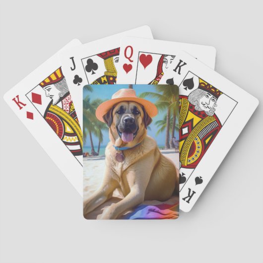 アナトリアン・シェパード・ビーチ、犬好きの夏のギフト トランプ (裏面)