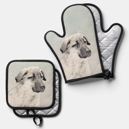 アナトリア絵を描シェパードオリジナルドッグアート 鍋つかみ&鍋敷きセット (正面/裏面)