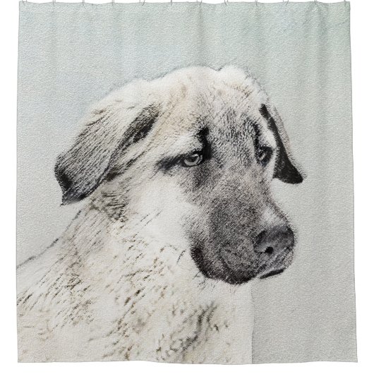 アナトリア絵画シェパードの – オリジナルドッグアート シャワーカーテン (正面)