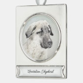 アナトリア絵画シェパードの – オリジナルドッグアート シルバープレートバナーオーナメント (左)