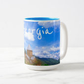 アナヌリ城ジョージアAragvi Causes Mountains ツートーンマグカップ (正面右)