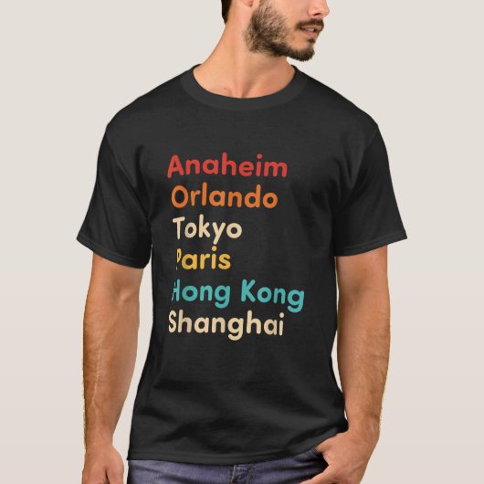 アナハイムオーランド東京パリ香港上海アプリ Tシャツ (正面)