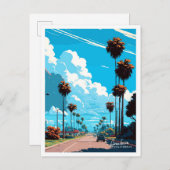 アナハイムカリフォルニアアートトラベルヴィンテージイラストレーション ポストカード (正面/裏面)