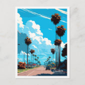 アナハイムカリフォルニアアートトラベルヴィンテージイラストレーション ポストカード (正面)