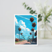 アナハイムカリフォルニアアートトラベルヴィンテージイラストレーション ポストカード (スタンド正面)