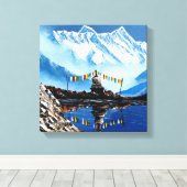 アナプルナマウンテンネパールのパノラマビュー キャンバスプリント (インサイチュ (ウッドフロア))