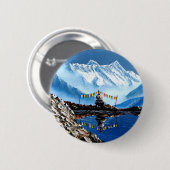 アナプルナマウンテンネパールのパノラマビュー 缶バッジ (正面&裏面)