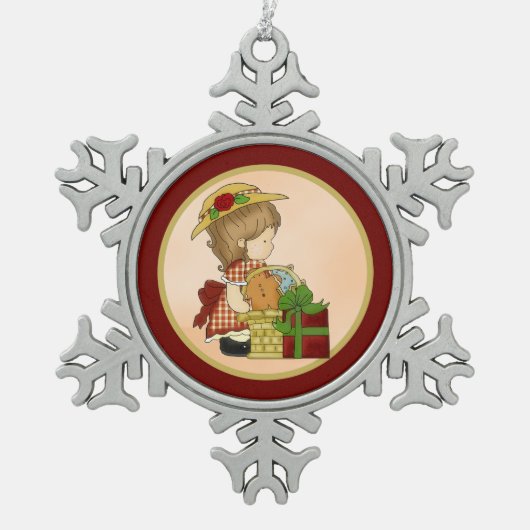 アナベルクリスマスカスケットd1スノーフレークオーナメント スノーフレークピューターオーナメント (正面)