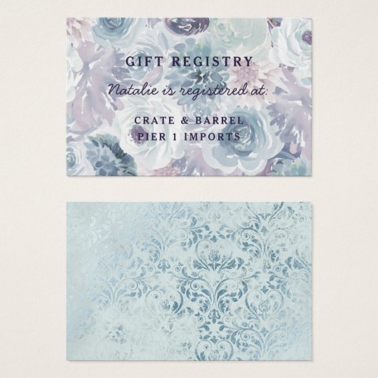 アナベルフローラシャワーギフトレジストリ挿入カード (正面&裏面)