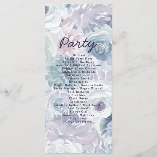 アナベルヴィンテージブルーフローラ結婚の式 プログラム (裏面)