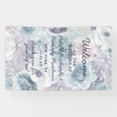 アナベルヴィンテージブルーフローラ結婚ズウェルカム 横断幕 (横)