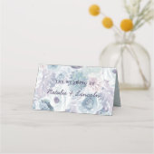 アナベルヴィンテージブルー結婚フローラのテーブル番号 プレイスカード (裏面)