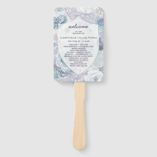 アナベルヴィンテージ結婚クレスト式プログラム ハンドファン (正面)