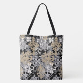 アナホラベイハワイアン抽象芸術フローラブラック トートバッグ (裏面)
