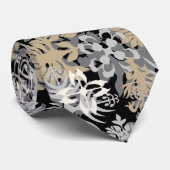 アナホラベイハワイアン抽象芸術フローラブラック ネクタイ (ロール)